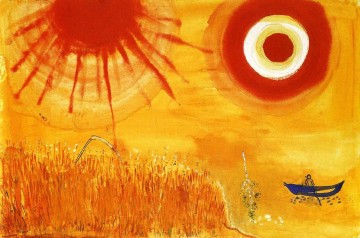 Un champ de blé un après midi d’été Marc Chagall contemporain Peinture à l'huile